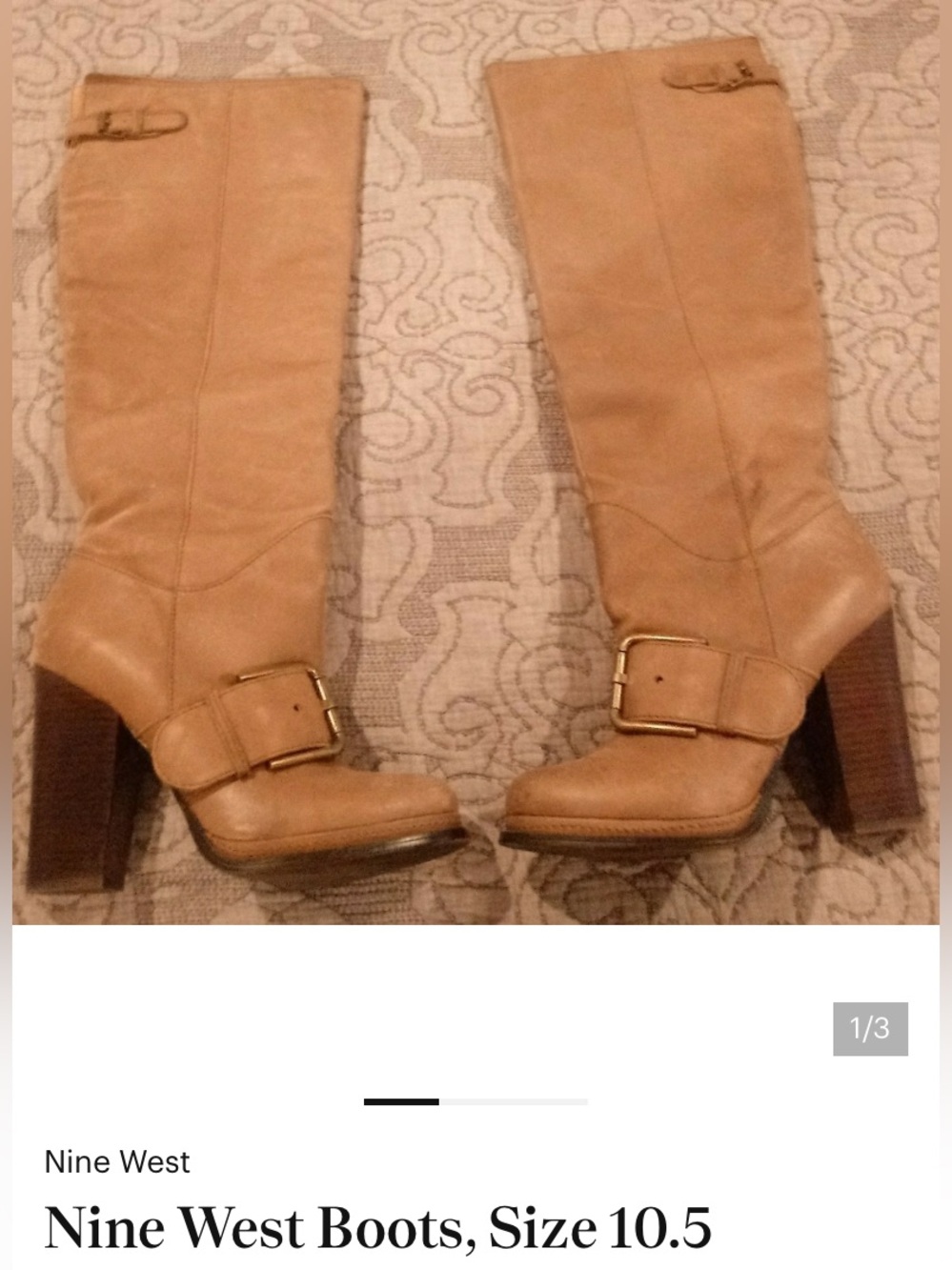 Nine West Tan Knee-High Heeled Boots